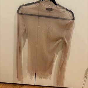 Dusty Rose Sparkly Mesh Top, size L